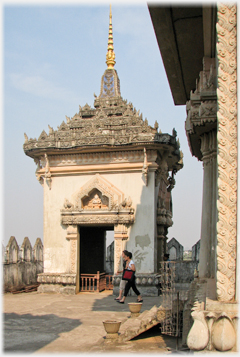 One of the roof turrets of the Patuxai.