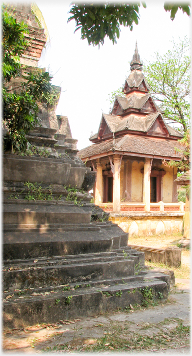 Multi-roofed small library of the Wat Si Saket.