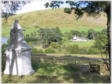 Hogg monument and Tibbie Shiels' Inn.