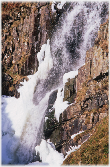 Waterfall with snow.