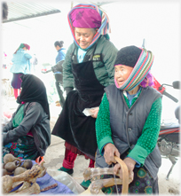 Woman sawing lynx bones at the market in Pho Bang.