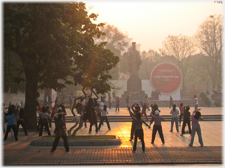 Exercise class at the square