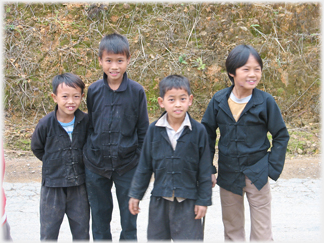 Boys posing for the camera.