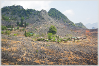 Village among the rocks of the Ma Pi Leng gorge.