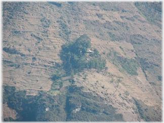 House on hillside.