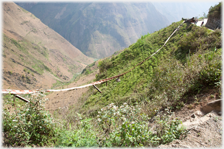 The crash barrier hanging.