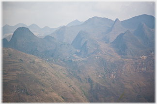 Karsts on the plateau across the gorge.