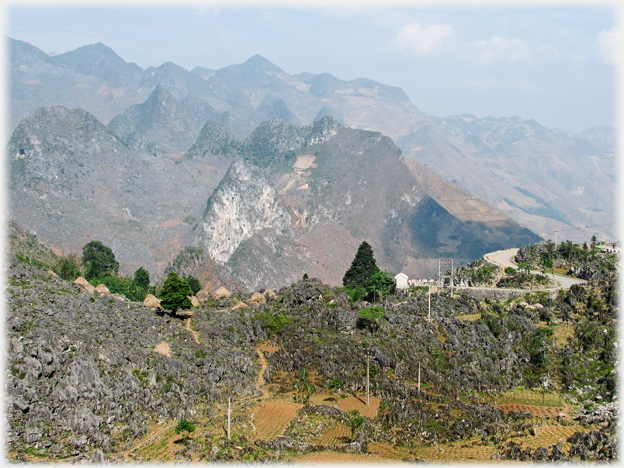 Road to the pass from the village.