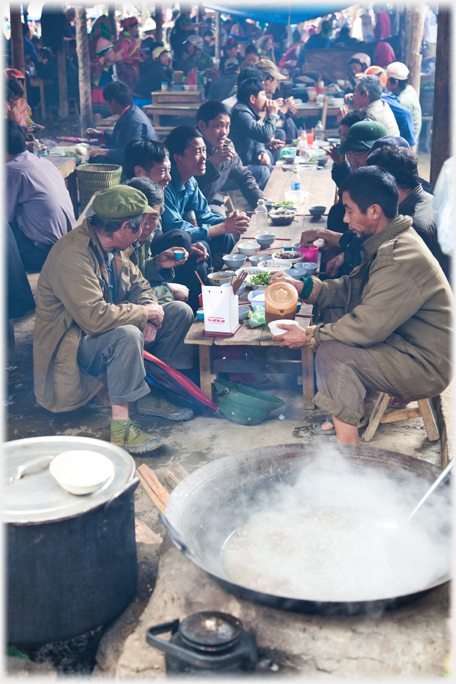 Eating at the Bac Ha market.