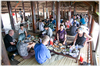 Restaurant with low tables.