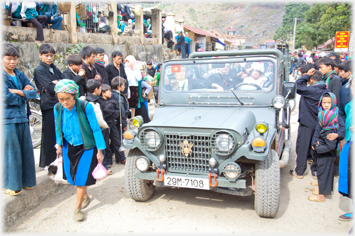 Our Jeep on Meo Vac's main street.