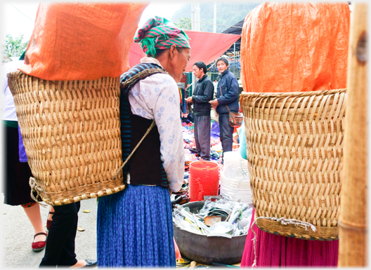 Woven back baskets.