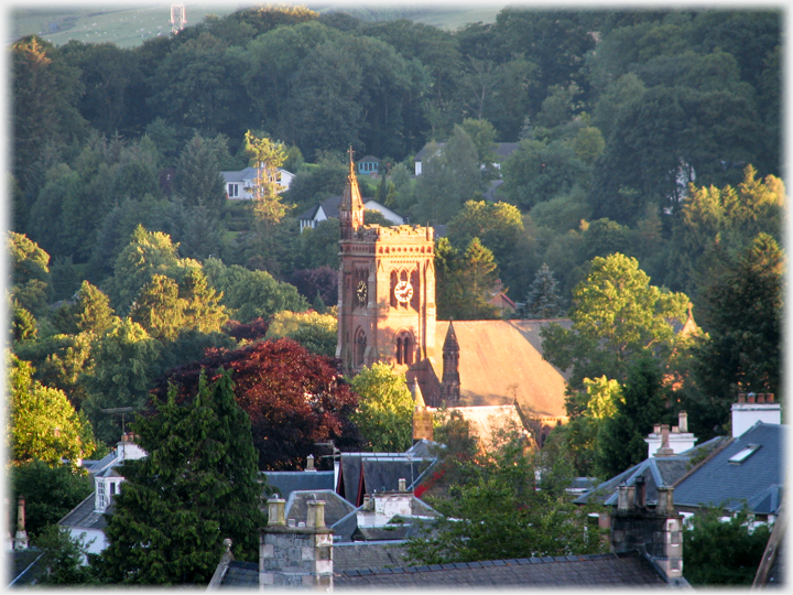 Summer evening's sun on St Andrew's Church.