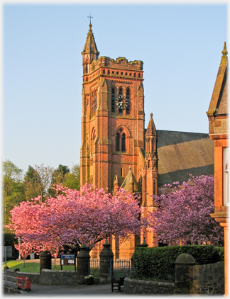 St Andrews's and cherry blossom.