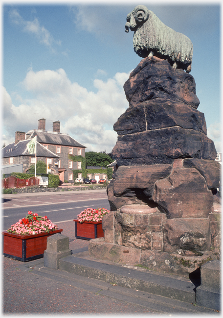 Colvin Fountain and Moffat House Hotel.