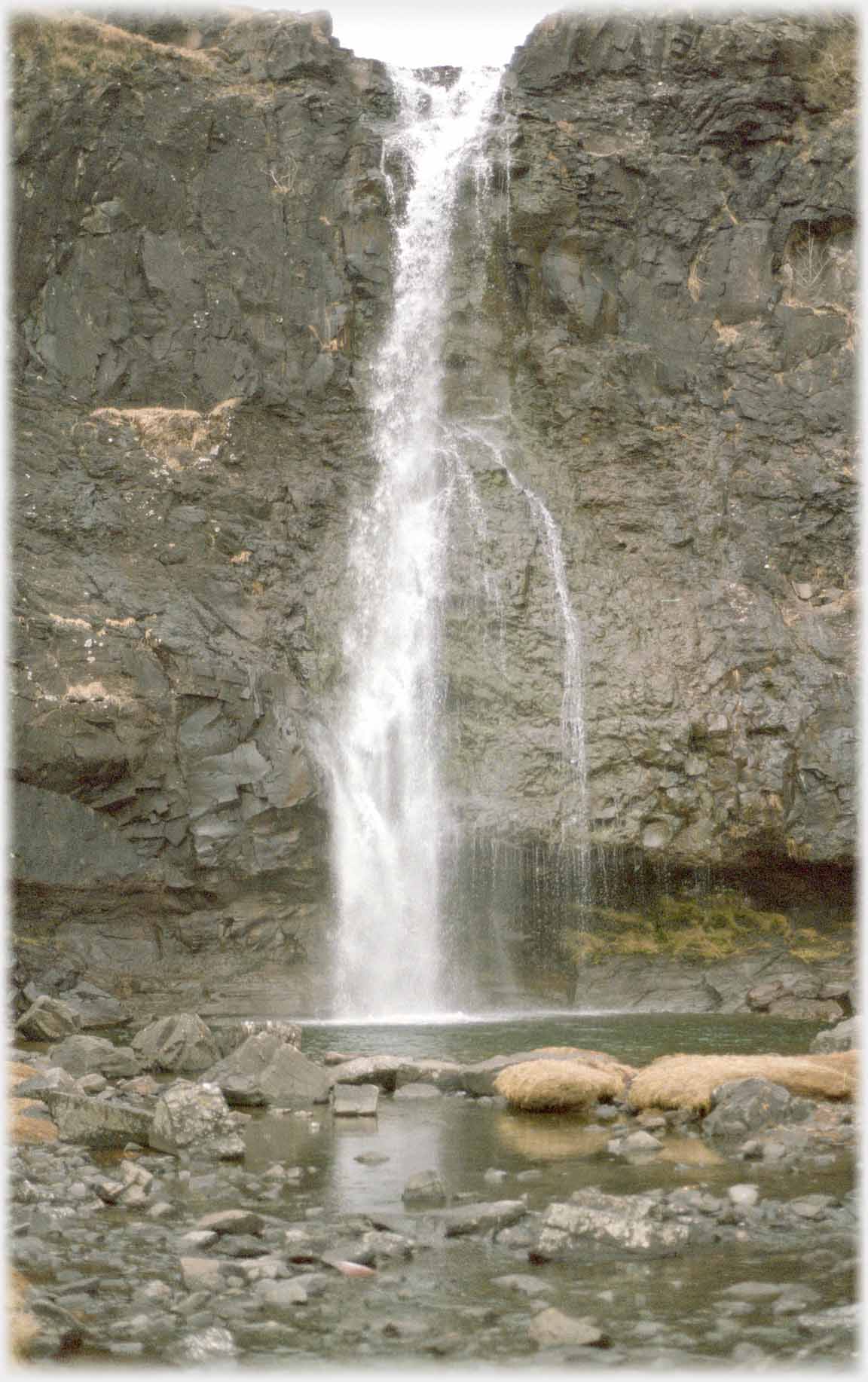 Waterfall into pool.