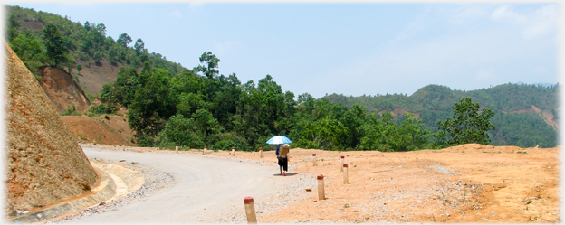 Woman on road.