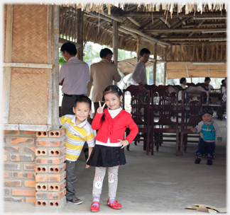 Children at door.