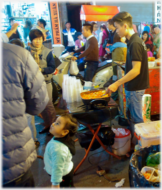 Girl watching for food