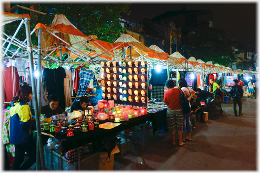 Market stalls in the night