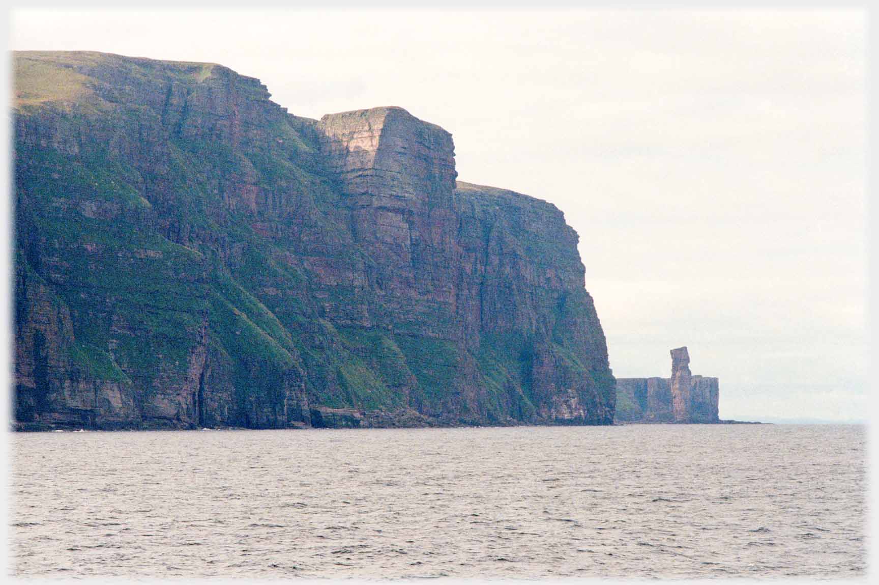A closer view of the bastion and the Old Man of Hoy.