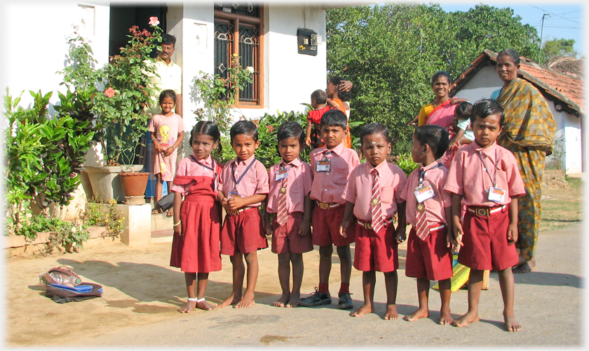 Children lined up for photograph.