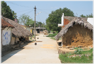 Thatched houses.