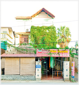 The cafe and house.