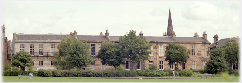 Face on view of the Georgian row of houses.