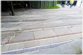 Paving patterns at the car port.