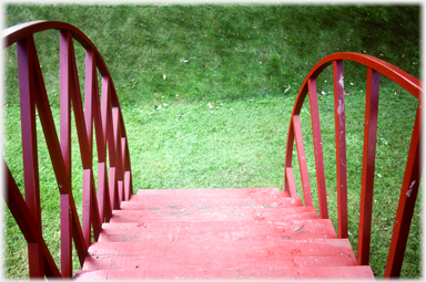 Steps and rails of the bridge.