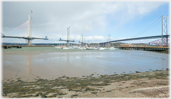 Queensferry Brige and Road Bridge from Port Edgar