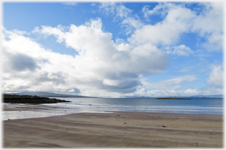 Blue sky with white clouds.