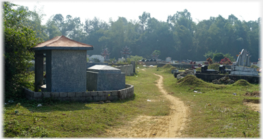 Graveyard beside the road.