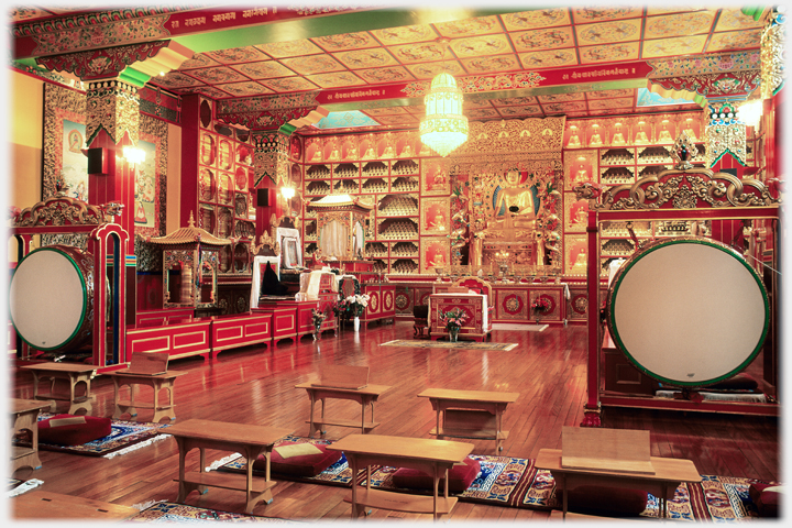 Samye Ling main shrine room.