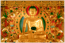 Statue of Buddha in main shrine room.