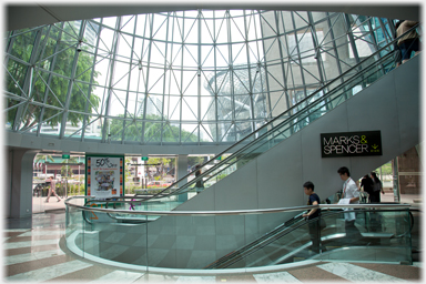 Escalators inside Wheelock cone.