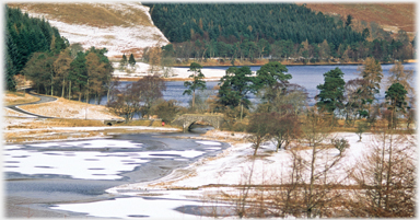 Tibbie Shiels Bridge in winter.