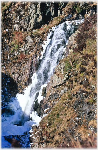 Waterfall with snow.