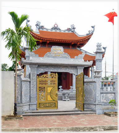 Temple with gate standing open.