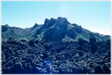 jagged rocks of the caldera.