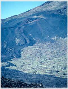 Hillside vent and lava flow.