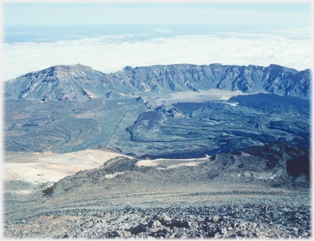 Looking down on the caldera.