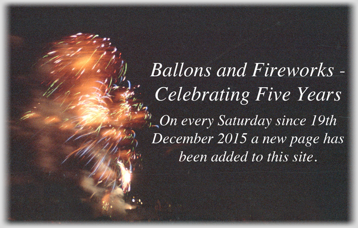 Fireworks with page title next to them.