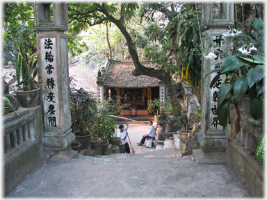 Steps to the upper courtyard.