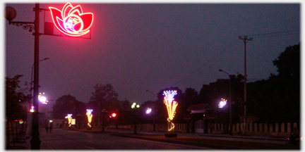 Lotus flower light and inverted cones.