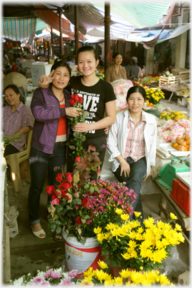 Women with flowers.