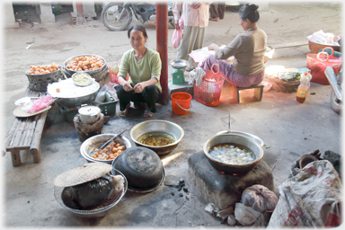 Woman selling eggs.