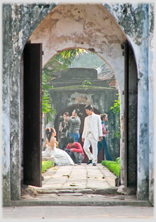Wedding couple in the Temple of Literature, Ha Noi.