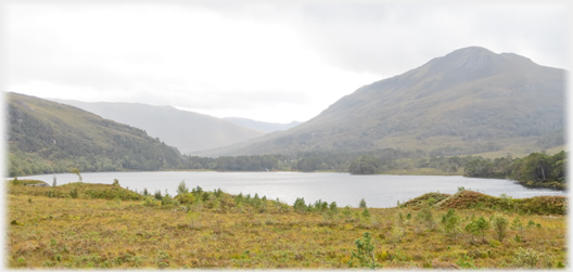 Loch with hills on far side greyed.